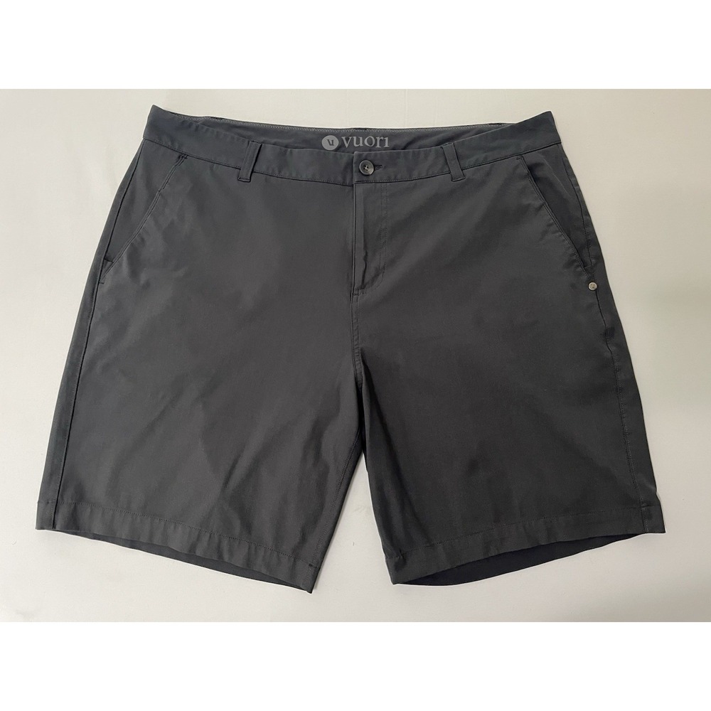 Vuori Meta Shorts Chino Performance Lightweight Casual V379 Charcoal Gray 8"